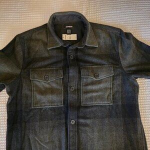 Mens Express green plaid shacket